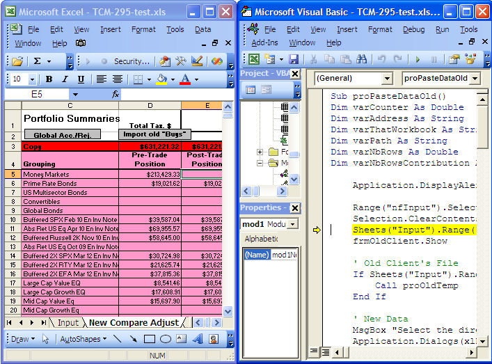 VBA for Excel split screen