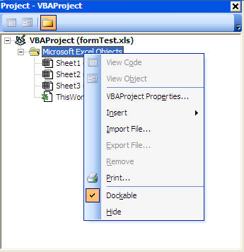 Inseting form in VBA