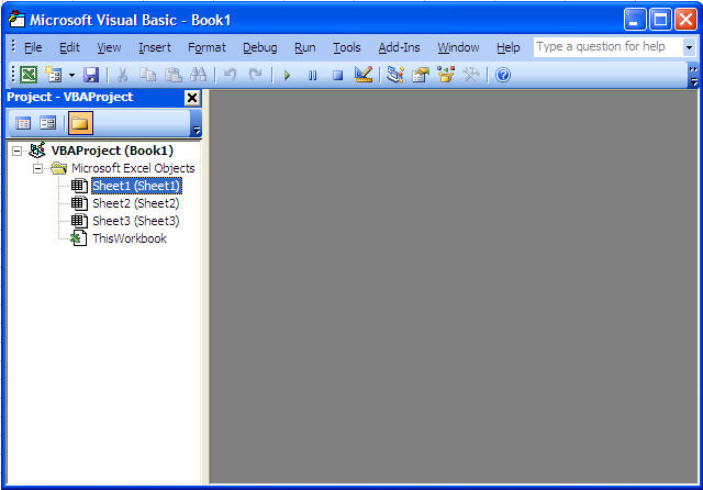 Setting the Visual Basic Editor in Excel